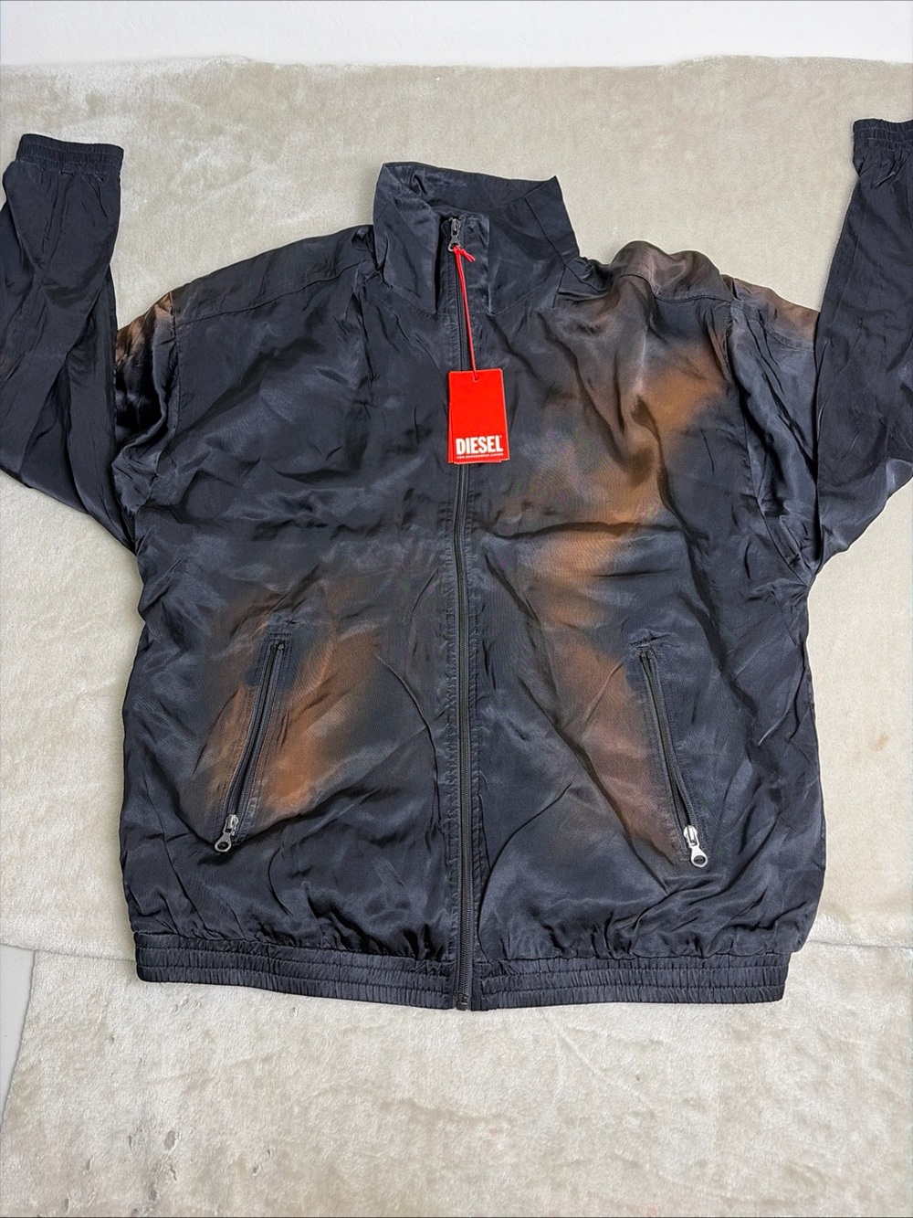 Diesel Black Windbreaker with Rust-Tone Accents Size 52 ( L )